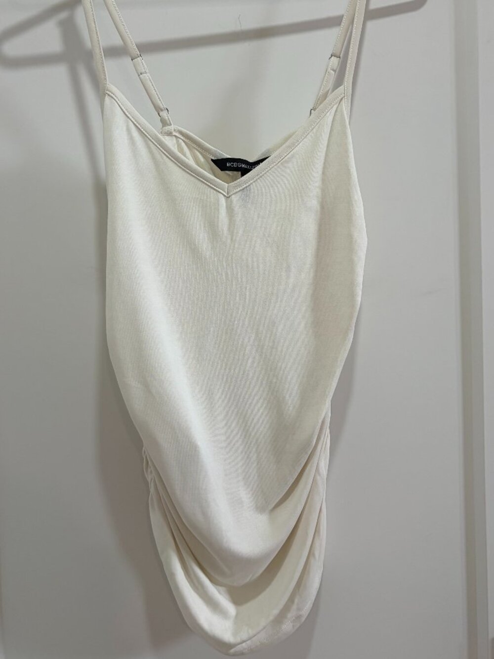 BCBGMAXAZRIA Ivory Draped Cami Tank Top
